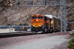 BNSF 7912 decends on Main 3 towards San Bernardino, Ca pulling a vehicle train.